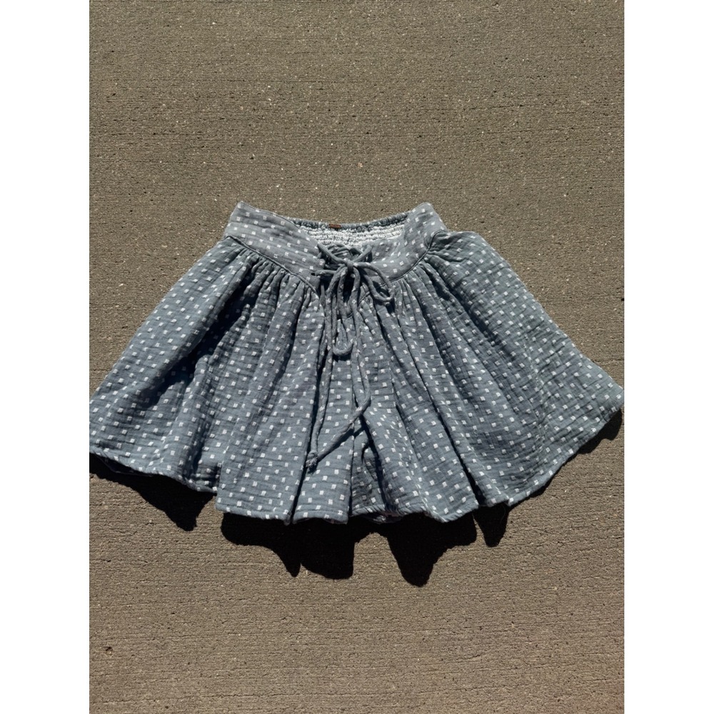 Free People Blue Textured Gauze Shorts Boho Lace Up Mini Shorts XS